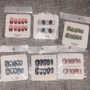 Stylish Nail Art Set - Pink, Black, Green